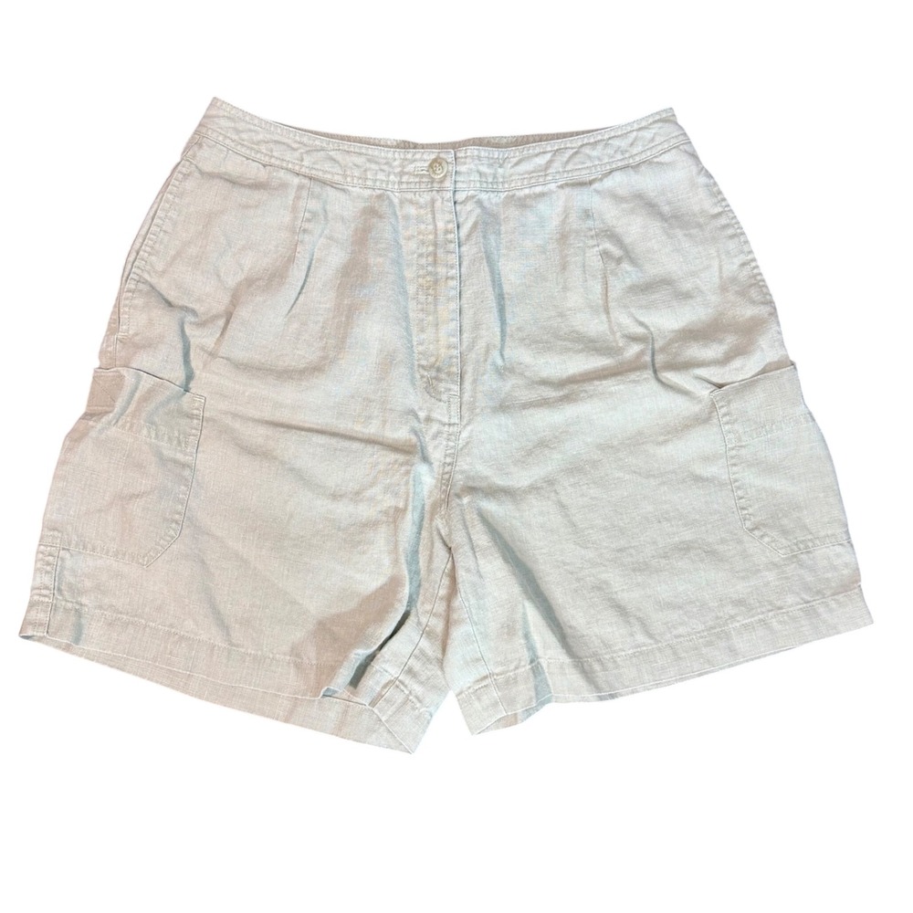 J. Jill Womens Hemp Cargo Shorts Size 10 Tan Pockets Sustainable Casual Gorpcore